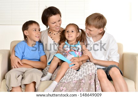 happy family spends time together at home
