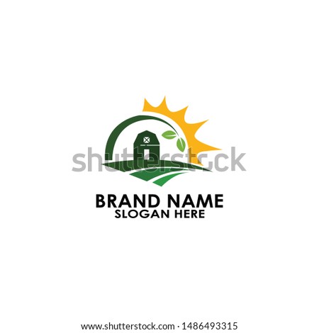 logo farm in the morning template vector