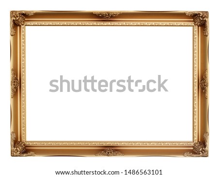 golden frame isolated on white background. Decorative vintage frames and borders,clipping path