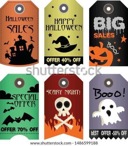halloween sale tag design vector illustration and discount sticker design