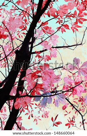 Beautiful artistic background with chestnut leaves