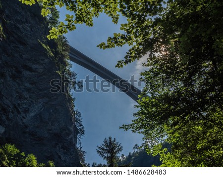 The bridge overcoming the Tamina Gorge near Bad Ragaz in Switzerland in summer - 2