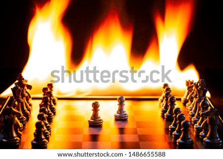 Chess games, both silver and gold, compete very hotly detail blur art