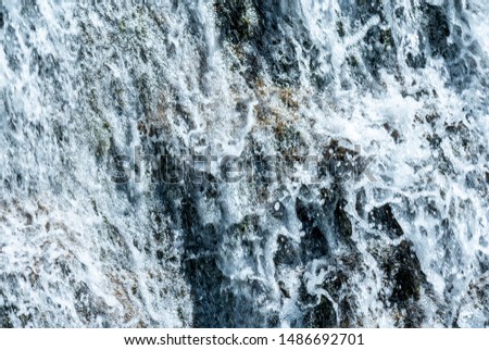 Water in a waterfall close up