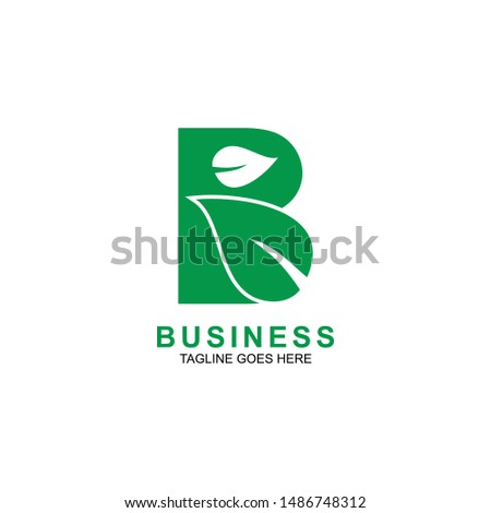 Letter B Logo Leaf Vector with Green Colors for Company Name