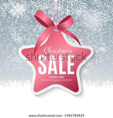 Christmas and New Year Sale Gift Voucher, Discount Coupon Template Vector Illustration EPS10
