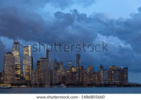 lower Manhattan skyline after thunderstorm