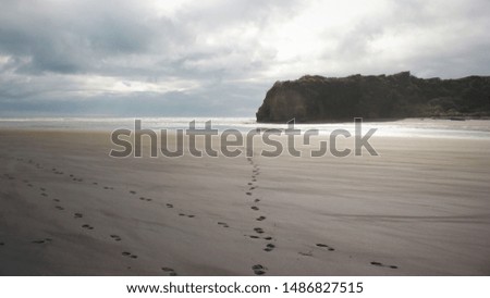 Footprints towards different direction at the beach