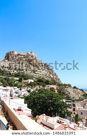 Santa Barbara Castle over Alicante city, Spain. Castle of Santa Barbara from Santa Cruz neighborhood, Alicante (Spain)