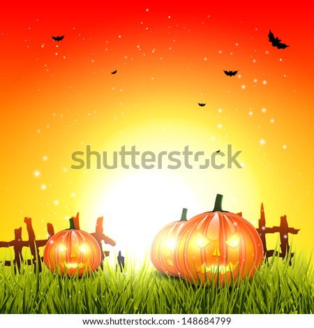 Halloween background with pumpkins and place for text 