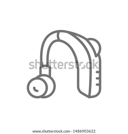 Hearing aid receiver in ear canal line icon. Royalty-Free Stock Photo #1486903622