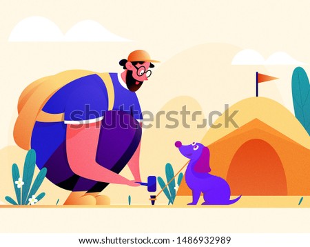 Aspire to life in the wild camping man and his dog