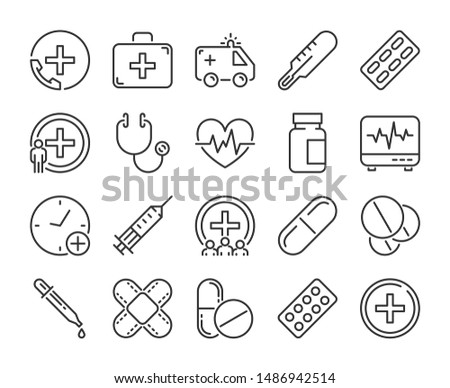 Medical icon. Medicine and Health line icons set. Vector illustration. Royalty-Free Stock Photo #1486942514