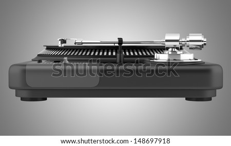 black turntable isolated on gray background