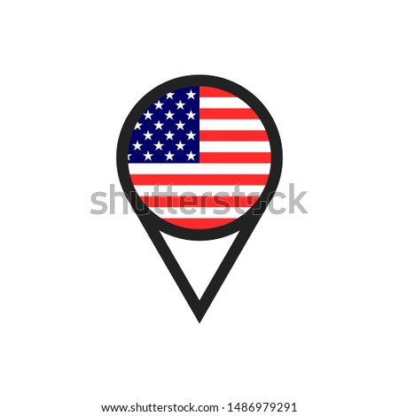 Icon or Symbol Location Marker with United States Flag 