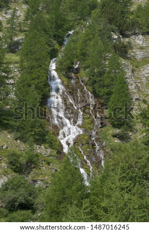 A stretch of the waterfalls of Stroppia in Val Maira, Cuneo (Italy)