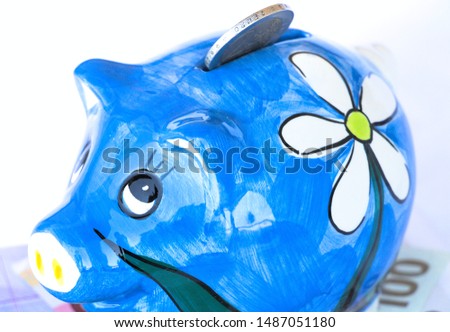 Ceramic Pig as Symbol for Money Savings just Receive some Change