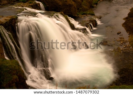 Long exposure photo of waterfall, view of the beautiful waterfall in nothern Iceland, Europe. 
