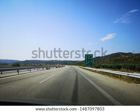 travel with signs on road 