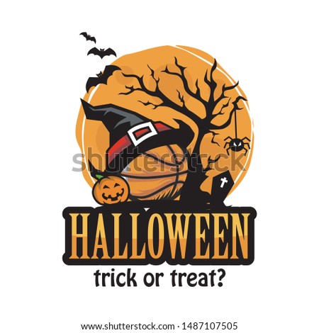 Basketball Halloween Moon Theme Logo