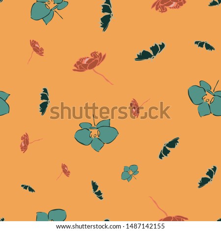 Flower blossom petals seamless repeat pattern design. Great for textile design and homeware