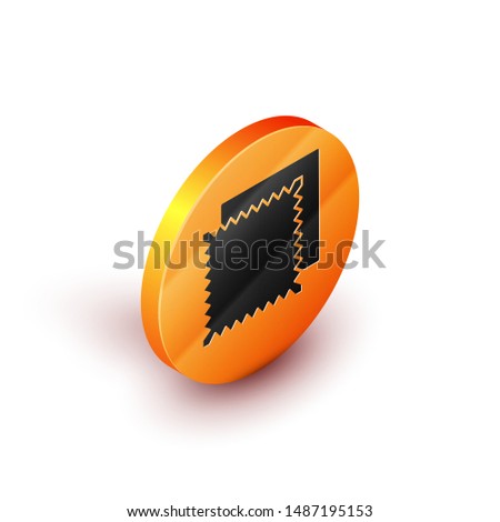 Isometric Textile fabric roll icon isolated on white background. Roll, mat, rug, cloth, carpet or paper roll icon. Orange circle button. Vector Illustration