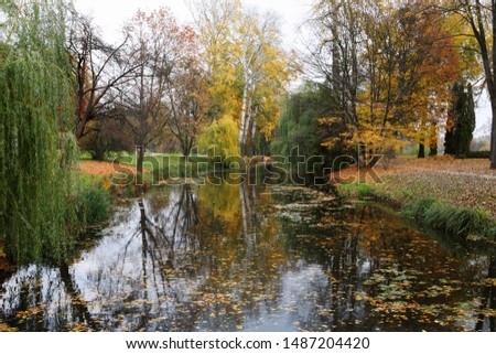 Lake in "Alexandria" Park during Golden Autumn.