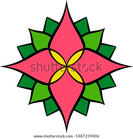 Symmetrical abstract flower art illustration vector. Hand drawn style vector flower