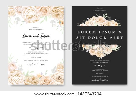 beautiful hand drawn soft roses wedding invitation card set