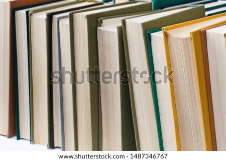 Educational concept. Books, textbooks close-up.