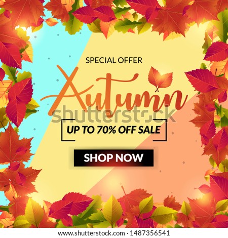 Autumn Sale Card With Colorful leaf