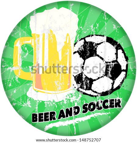 sports bar and beer / soccer sign, vector illustration