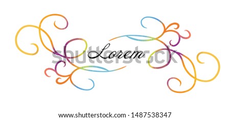 Multicolored vintage abstract curlicues frame. Vector illustration.