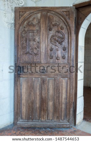 Medieval Door in Chambord Castle, Loire Valley, France