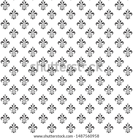 Seamless vector black pattern with king crowns on a white background. Vector illustration