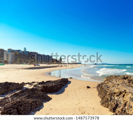 View of the sandy beach, Gold Coast, Queensland, Australia