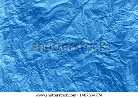 Blue plastic bag texture abstract background. Waste recycle concept