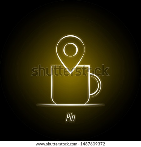 coffee pin hand draw neon icon. Element of coffee illustration icon. Signs and symbols can be used for web, logo, mobile app, UI, UX