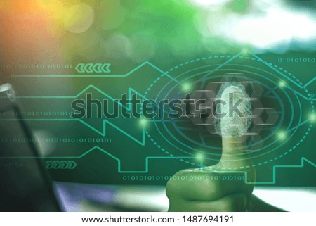 
Biometric fingerprint identification system and approval The concept of the future of security and password control through fingerprints in the future of realistic technology