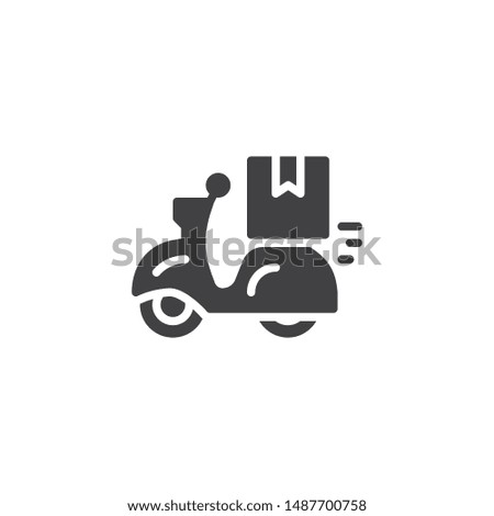 Delivery bike vector icon. filled flat sign for mobile concept and web design. Express food delivery service glyph icon. Symbol, logo illustration. Vector graphics