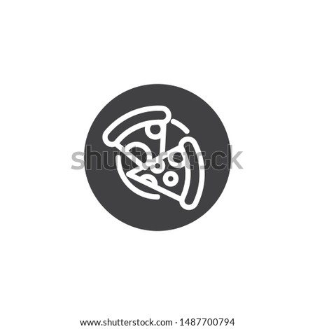 Pizza slices on plate vector icon. filled flat sign for mobile concept and web design. Plate with pizza top view glyph icon. Symbol, logo illustration. Vector graphics