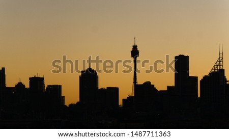 Skyline of Sydney, Australia during the sunset, silhouette of Sydneys´ Skyline