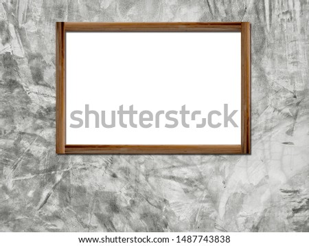 blank wood frame on cement wall background