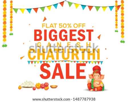 Creative sale poster or sale banner for festival of ganesh chaturthi celebration.