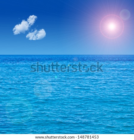Sea View. Blue Deep Sky. Sunlight. Wallpaper. Background.