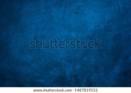 Beautiful Abstract Grunge Decorative Navy Blue Dark Stucco Wall Background. Art Rough Stylized Texture
