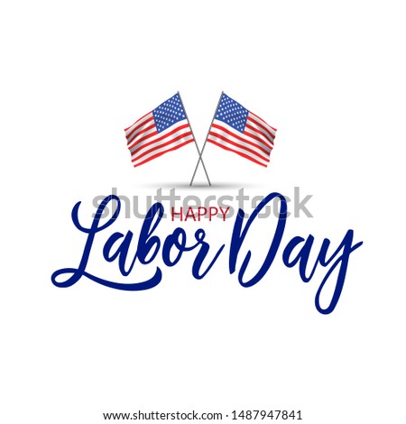 USA Labor Day with american flag. Vector patriotic illustration