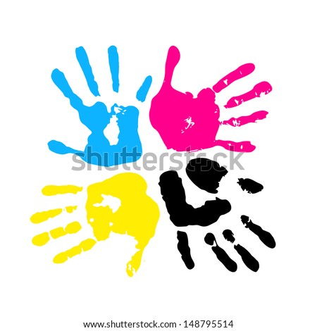Hand print. Four color ink for printing Royalty-Free Stock Photo #148795514