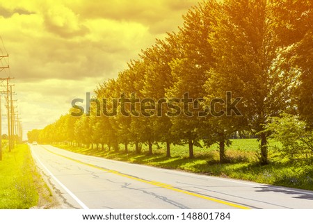 American Country Road Side View 