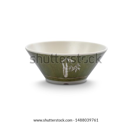 Ceramic green bowl on white background. Clipping path